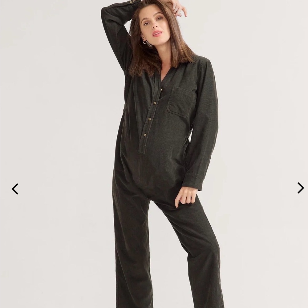 Hatch Olive Green Long-Sleeve Jumpsuit